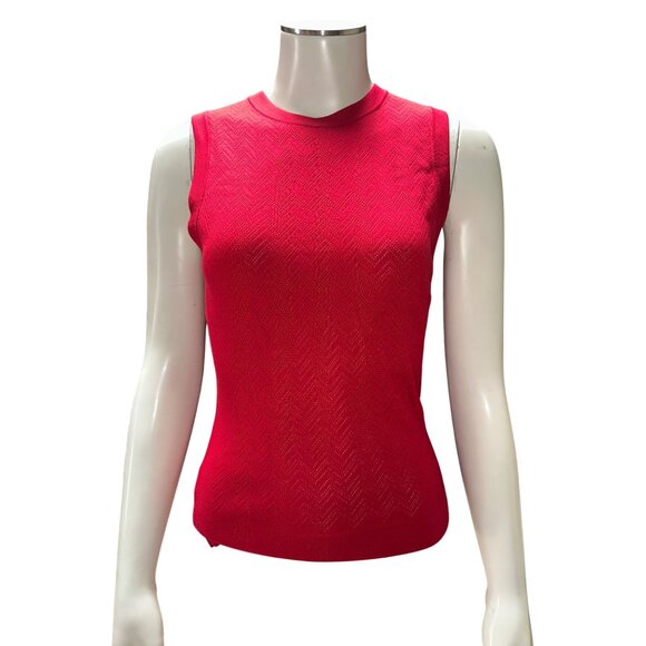 Ann Taylor XS Red Silk Knit Sleeveless Top Vintage Minimalist Tank Classic Chic - Picture 2 of 13